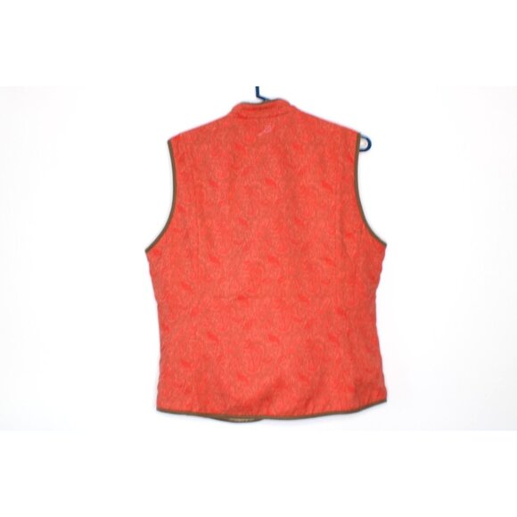 Columbia Womens Large River Resort Full Zip Vest Coral Tan Paisley Full Zip Line - Picture 2 of 10